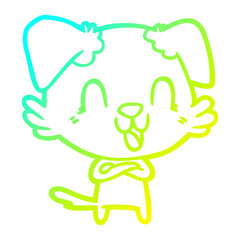 cold gradient line drawing laughing cartoon dog