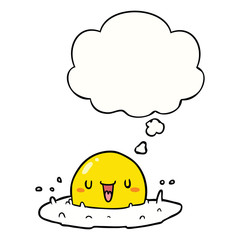 cartoon fried egg and thought bubble