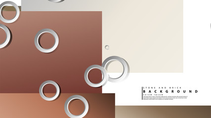 Ring abstract rectangular background with drop shadow. Vector illustration, with the colors of bricks and stones