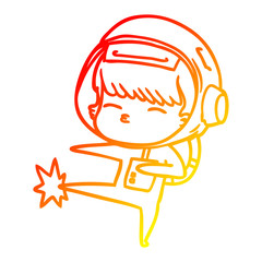 warm gradient line drawing cartoon curious astronaut