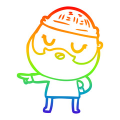 rainbow gradient line drawing cute cartoon man with beard