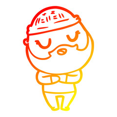 warm gradient line drawing cute cartoon man with beard