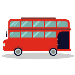 Illustation of A red Double decker bus on white background. Can't wait to get on the for Double decker bus travel in london.cute flat vector style.