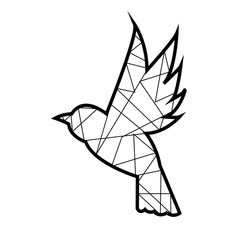 Bird Silhouette on yellow background. Hand drawn vector illustration