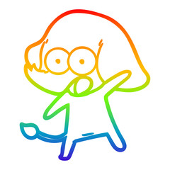 rainbow gradient line drawing cute cartoon elephant