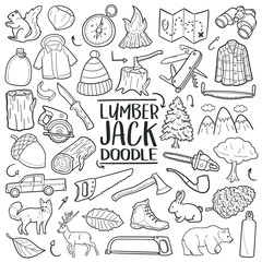 Lumberjack Forest Traditional Doodle Icons Sketch Hand Made Design VectorLumberjack Forest Traditional Doodle Icons Sketch Hand Made Design Vector