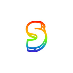 rainbow gradient line drawing cartoon letter s