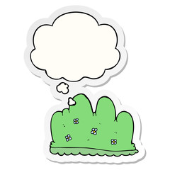 cartoon hedge and thought bubble as a printed sticker