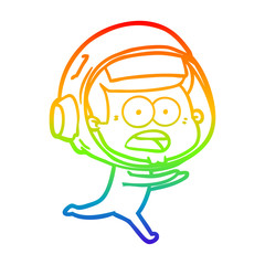 rainbow gradient line drawing cartoon surprised astronaut