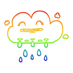 rainbow gradient line drawing cartoon rain cloud