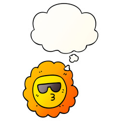 cartoon sunflower and thought bubble in smooth gradient style