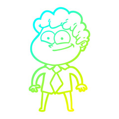 cold gradient line drawing cartoon happy man