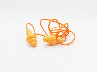 Sporty Orange Colorful Ear Plug in White Isolate Background