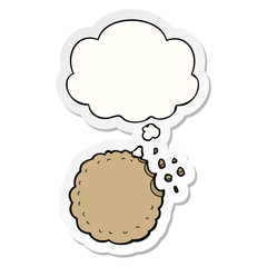 cartoon cookie and thought bubble as a printed sticker