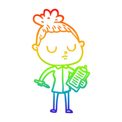 rainbow gradient line drawing cartoon calm woman