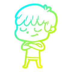 cold gradient line drawing cartoon happy boy
