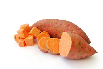 Sweet Potato on white background.(with Clipping Path).
