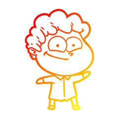 warm gradient line drawing cartoon happy man
