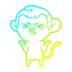 cold gradient line drawing cartoon annoyed monkey