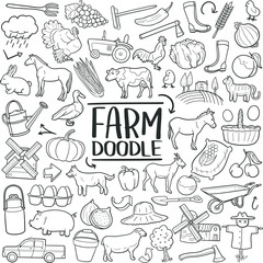 Farm Animals Traditional Doodle Icons Sketch Hand Made Design Vector  © josepperianes