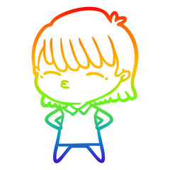 rainbow gradient line drawing cartoon woman