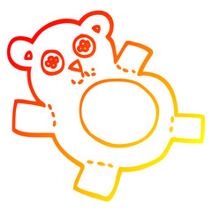 warm gradient line drawing cartoon teddy bear