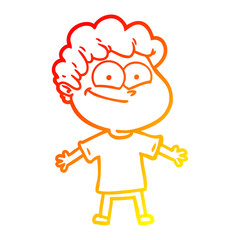 warm gradient line drawing cartoon happy man
