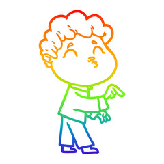 rainbow gradient line drawing cartoon man pouting