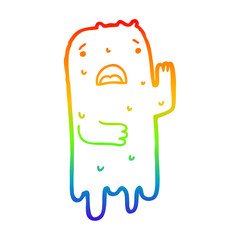 rainbow gradient line drawing cartoon ghost