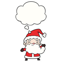 cartoon santa claus and thought bubble