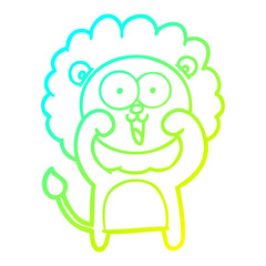 cold gradient line drawing happy cartoon lion