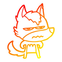 warm gradient line drawing cartoon annoyed wolf
