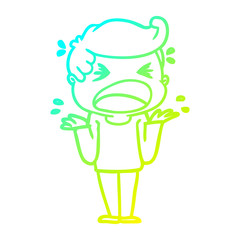 cold gradient line drawing cartoon shouting man