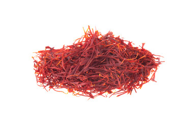 heap of saffron isolated on white background