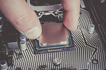 Electronic engineer of computer technology. Maintenance computer cpu hardware upgrade of...