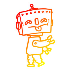warm gradient line drawing cartoon robot