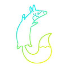 Obraz premium cold gradient line drawing cartoon jumping fox