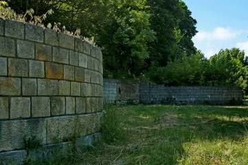 External fortified wall of Archaeological complex Abritus in present town Razgrad, Bulgaria, Europe 