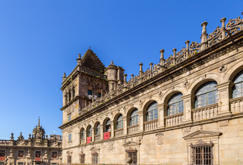 Fototapeta na wymiar Santiago de Compostela, Spain. Facade of the Cathedral Museum on Praterias Square