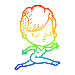 rainbow gradient line drawing cartoon woman