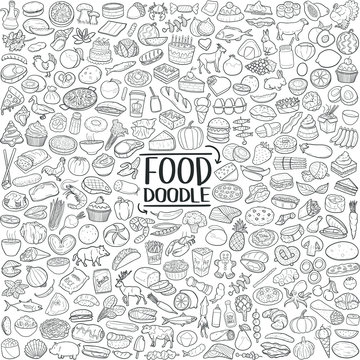 Food Traditional Doodle Icons Sketch Hand Made Design Vector
