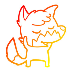 warm gradient line drawing friendly cartoon fox