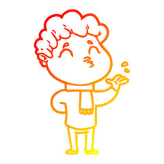 warm gradient line drawing cartoon man pouting