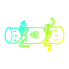 cold gradient line drawing xmas cracker cartoon