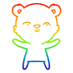 rainbow gradient line drawing happy cartoon polar bear