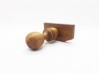 Antique Ethnic Wooden Stamp for Office Appliances in White Isolated Background