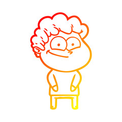 warm gradient line drawing cartoon happy man