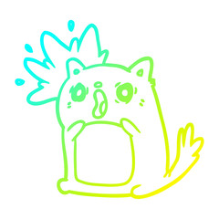 cold gradient line drawing shocked cat amazed