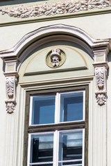 Obraz premium Beautiful detail of the building of the National Bank of Romania in Sibiu, Transylvania, Romania