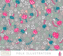 Fototapeta na wymiar Folk seamless pattern. Background for texture, fabric, wallpaper Vector illustration